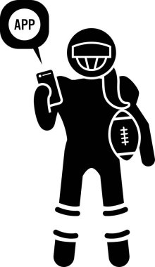 Telefonlu sportif kişinin minimalist vektör illüstrasyonu, eğitim uygulaması kavramı