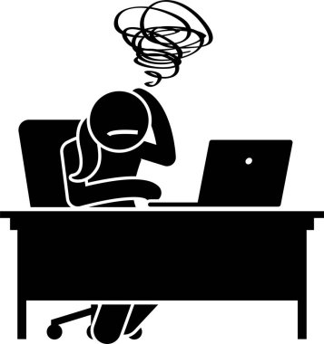 Bilgisayar simgesi kullanan kızın vektör illüstrasyonu