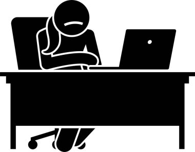 Bilgisayar simgesi kullanan kızın vektör illüstrasyonu