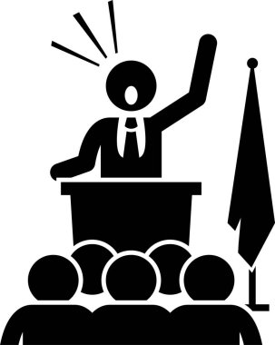 Politikacı, Cumhurbaşkanı veya Başbakan eylemler, hisler ve duygular yaptığı konuşma sırasında. Farklı pozlar ve vücut dili bir ülkenin bir hükümet lideri tarafından resmi gösteriyor.