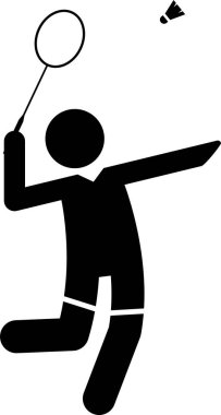 badminton 'un siyah minimalist vektör çizimi