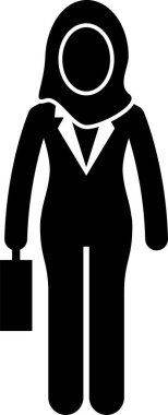 Profesyonel modern Müslüman yönetici iş kadını pozlar, duruşlar ve eylemler. Başörtüsü takan İslami iş kadınlarının vektör çizimleri