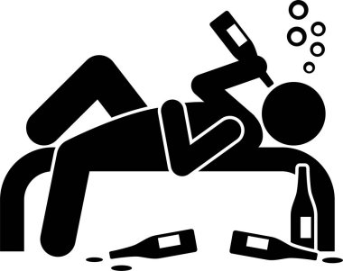 minimalist vektör illüstrasyonu, alkol içme kavramı