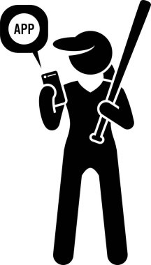 Telefonlu sportif kişinin minimalist vektör illüstrasyonu, eğitim uygulaması kavramı