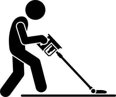 Süpürge kullanan kişinin minimalist vektör illüstrasyonuName