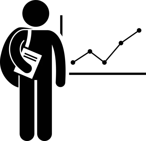 Student Degree Business Management Stick Figure Pictogram Icon — Stockový vektor