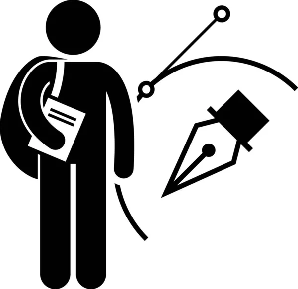 Student Degree Information Technology Stick Figure Pictogram Icon — Stockový vektor