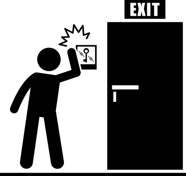 Minimalistic Vector Illustration Man Fire Emergency Exit — Vector de stock