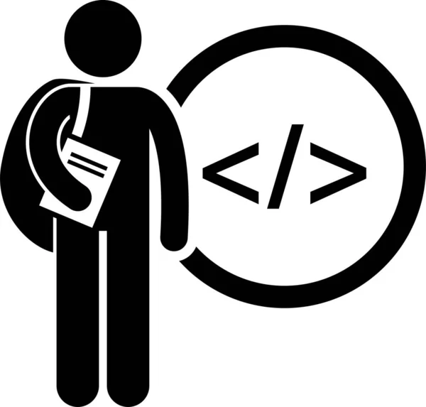 Student Degree Information Technology Stick Figure Pictogram Icon — Stockový vektor