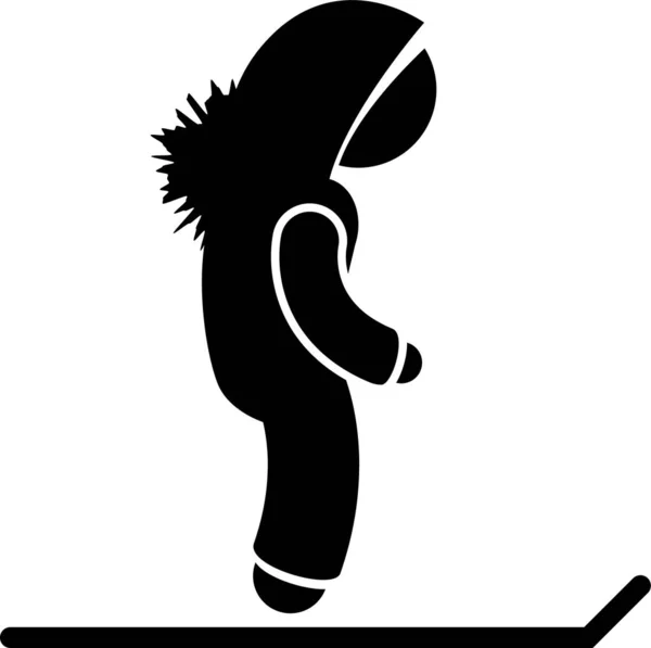 Illustration Vectorielle Minimaliste Entraînement Personne Ski Sport — Image vectorielle