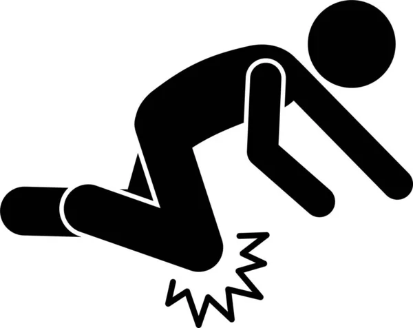Uomo Che Cade Abbatte Pittogramma Mostra Una Persona Cadere Bussare — Vettoriale Stock