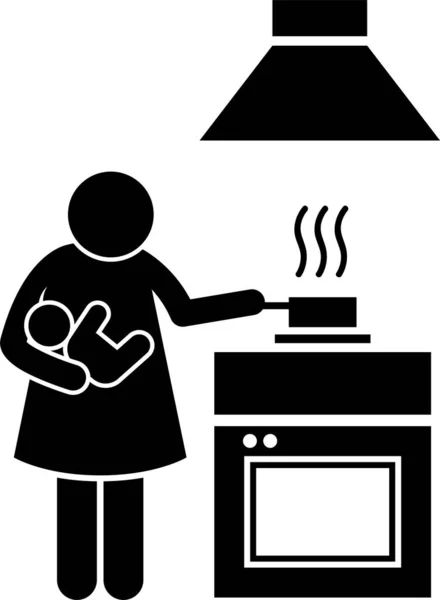 Mère Femme Allaitement Bébé Bâton Figure Pictogramme Icônes — Image vectorielle