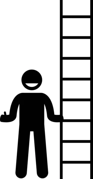 Minimalistische Vektorillustration Von Menschen Mit Leiterkonzept — Stockvektor