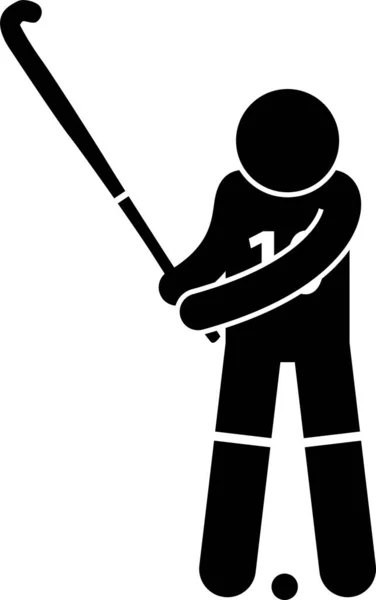 Illustrazione Vettoriale Minimalista Del Giocatore Hockey Prato — Vettoriale Stock