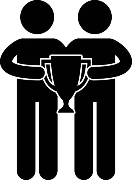 Minimalistische Vectorillustratie Van Mens Die Trofee Ontvangt — Stockvector