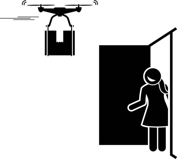 Ilustração Vetorial Minimalista Drone Comercial Usando Conceito —  Vetores de Stock