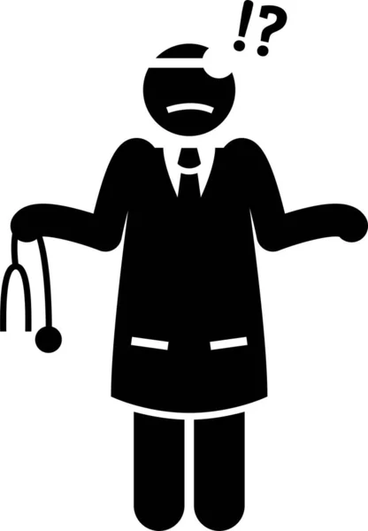Μινιμαλιστική Διανυσματική Απεικόνιση Πολυάσχολου Δυστυχισμένου Γιατρού — Διανυσματικό Αρχείο