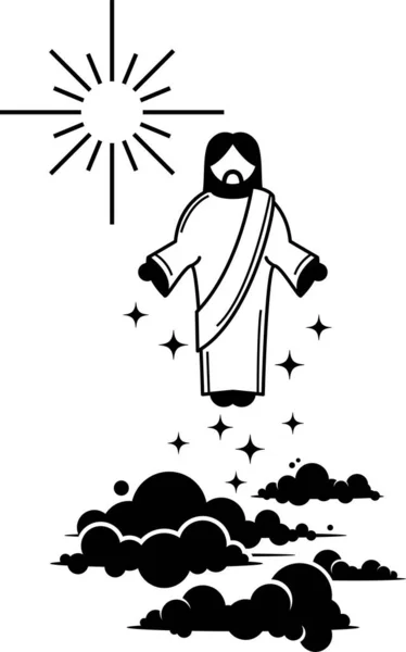 Jesucristo Posturas Básicas Acción Posa Pictograma Icono Stick Figure Set — Vector de stock