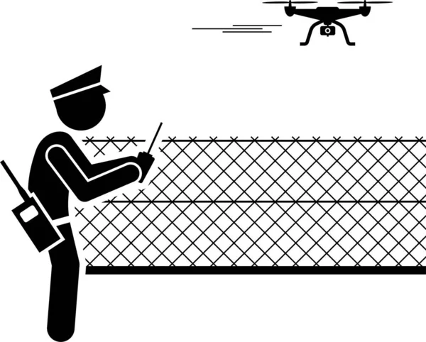 Ilustración Vectorial Minimalista Del Concepto Seguridad Drones — Vector de stock