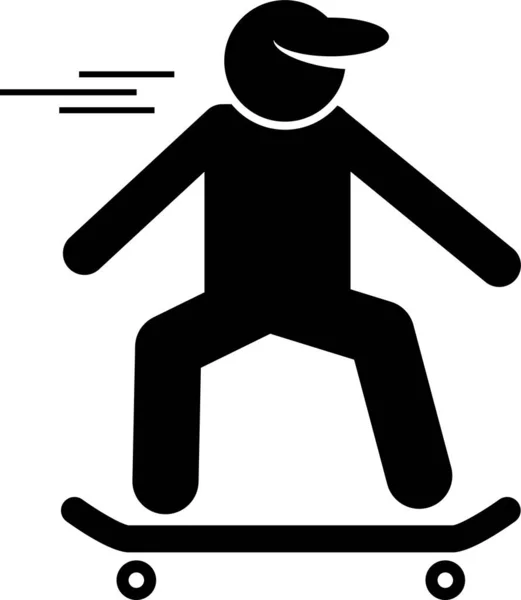 スケートボード上の人のトレーニングのミニマリズムベクトルイラスト — ストックベクタ