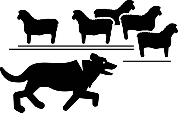 Illustrazione Vettoriale Minimalista Cani Pecore — Vettoriale Stock