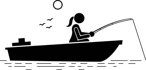 Illustrazione Vettoriale Minimalista Del Concetto Pesca Ragazza — Vettoriale Stock