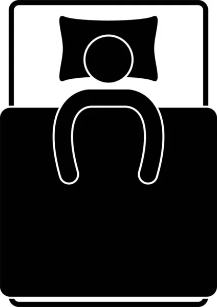 ベッドで寝ている人の最小限のベクトル図 — ストックベクタ