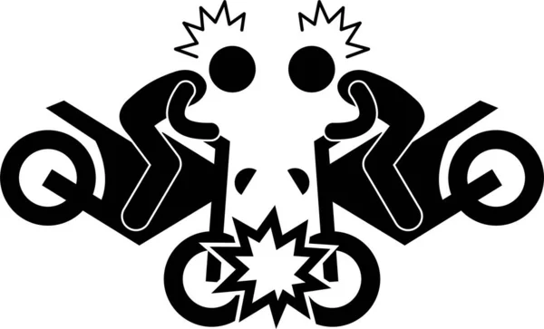 Motorfiets Motorfiets Motor Stunt Man Waaghals Mensen Stok Figuur Pictogram — Stockvector