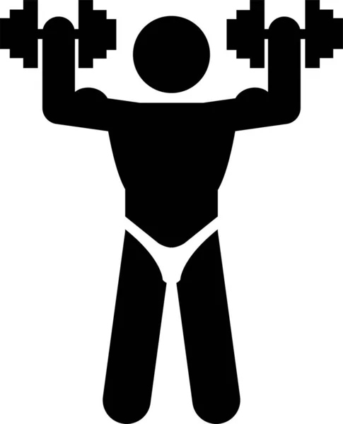 Zwart Minimalistische Vector Illustratie Van Bodybuilder — Stockvector