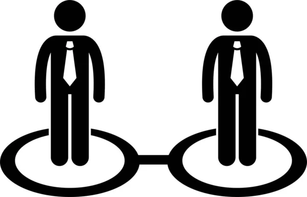 Business Businessman People Réseau Relation Entreprise Connexion Bâton Figure Pictogramme — Image vectorielle