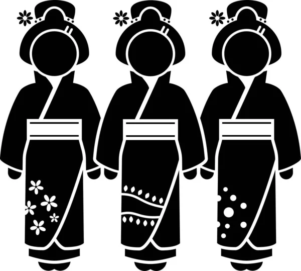 Illustration Vectorielle Minimaliste Des Femmes Geisha — Image vectorielle
