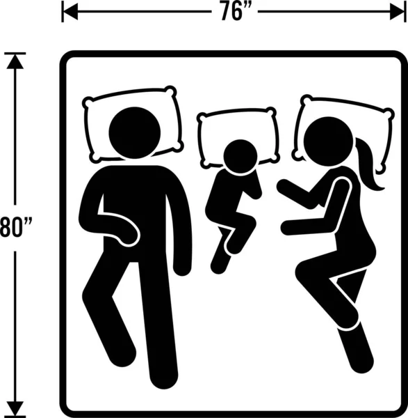 Ilustración Vectorial Minimalista Concepto Tamaño Cama — Archivo Imágenes Vectoriales