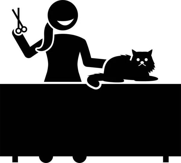 Illustration Vectorielle Minimaliste Femme Avec Chat — Image vectorielle