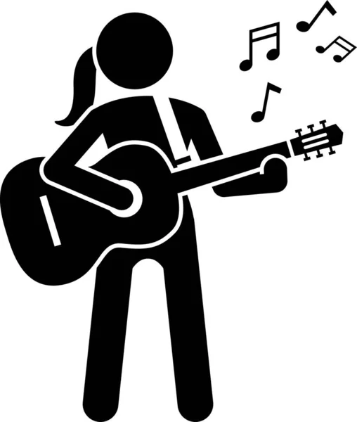 Ilustración Vectorial Minimalista Músico Femenino — Vector de stock