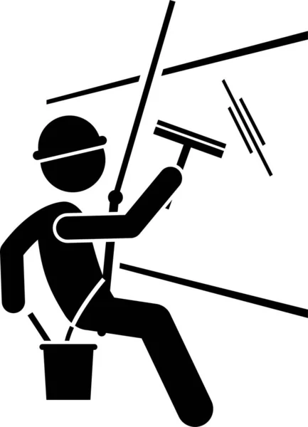 Βιομηχανική Υπηρεσίες Καθαρισμού Επικίνδυνη Καθαριστήριο Εργασία Stick Εργασίας Σχήμα Εικονόγραμμα — Διανυσματικό Αρχείο