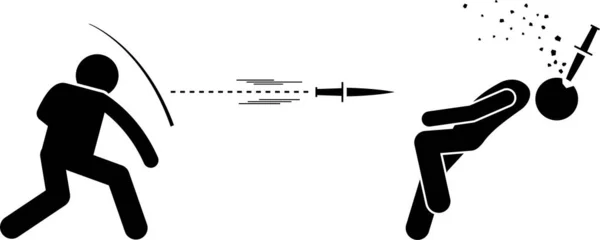 Minimalistische Vektorillustration Von Menschen Mit Traditionellen Waffen Krieg — Stockvektor