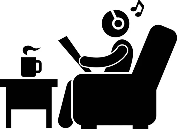 Ilustración Vectorial Minimalista Persona Escuchando Música — Vector de stock