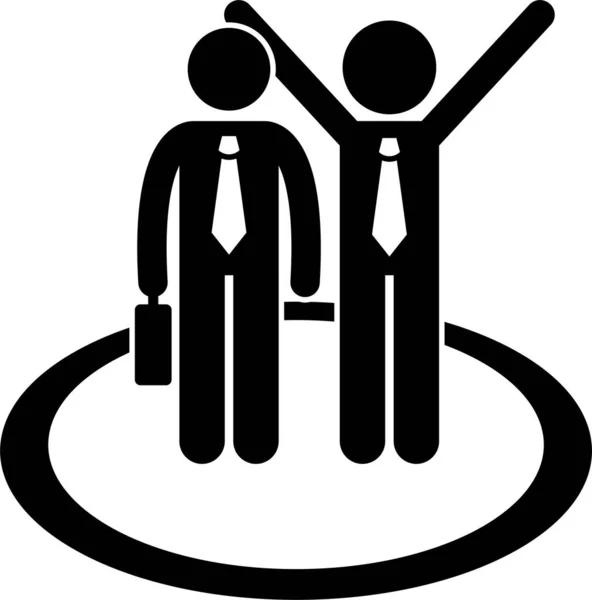 Geschäftsmann Menschen Netzwerk Beziehung Firma Verbindung Stick Figure Piktogramm Ikone — Stockvektor