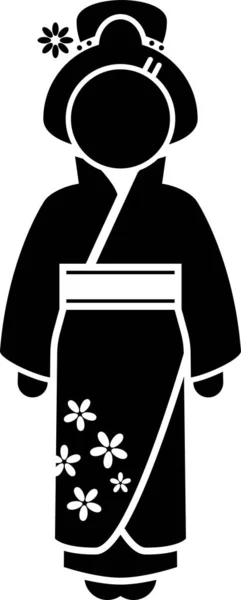 Illustrazione Vettoriale Minimalista Nera Della Geisha — Vettoriale Stock