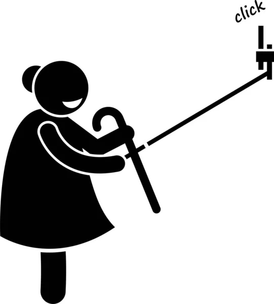 High Tech Granny Elderly Old Woman Using Computer Smartphone Stick Royalty Free Stock Vectors