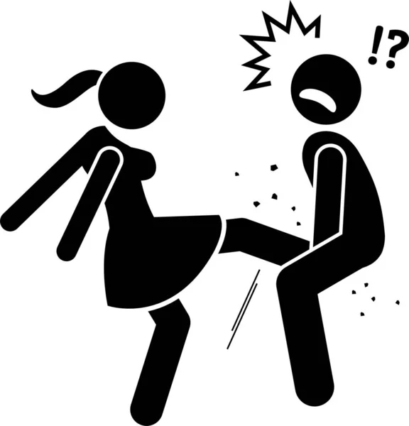 Woman Beating Man Stick Figure Sign Symbols Vector Illustration Female Vector Graphics