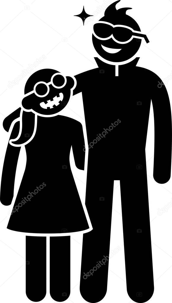 Couple with different body sizes and physical appearance combo. Artworks depict pair husband and wife or boyfriend and girlfriend with different body height, size, age, and looks.