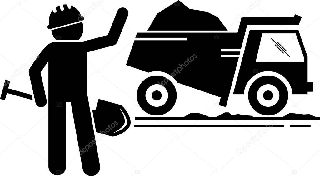 minimalistic vector illustration of construction vehicle 