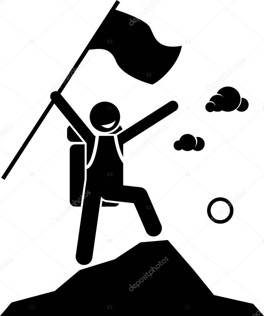 New Adventure and Conquering Adversity Stick Figure Pictogram Icons