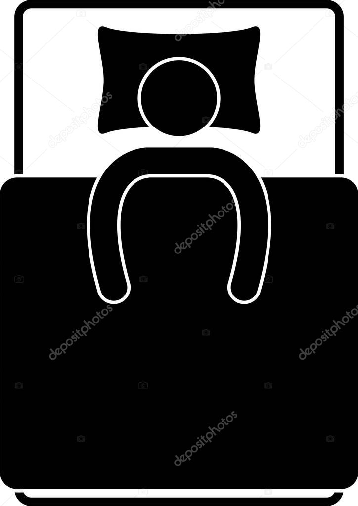 Minimalistic vector illustration of person sleeping in bed