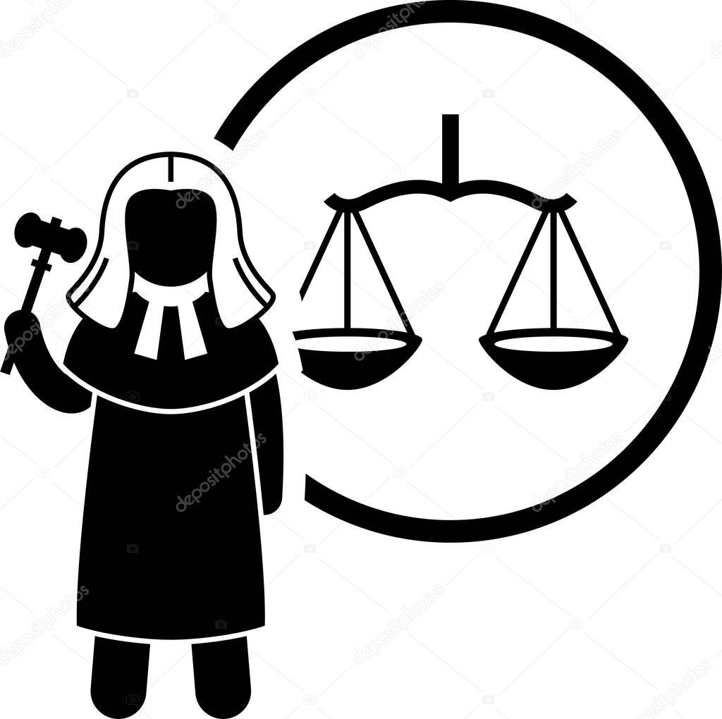 Different type of laws. Icons depict field and area of laws, justice, jurisdictions, regulations, and legal system