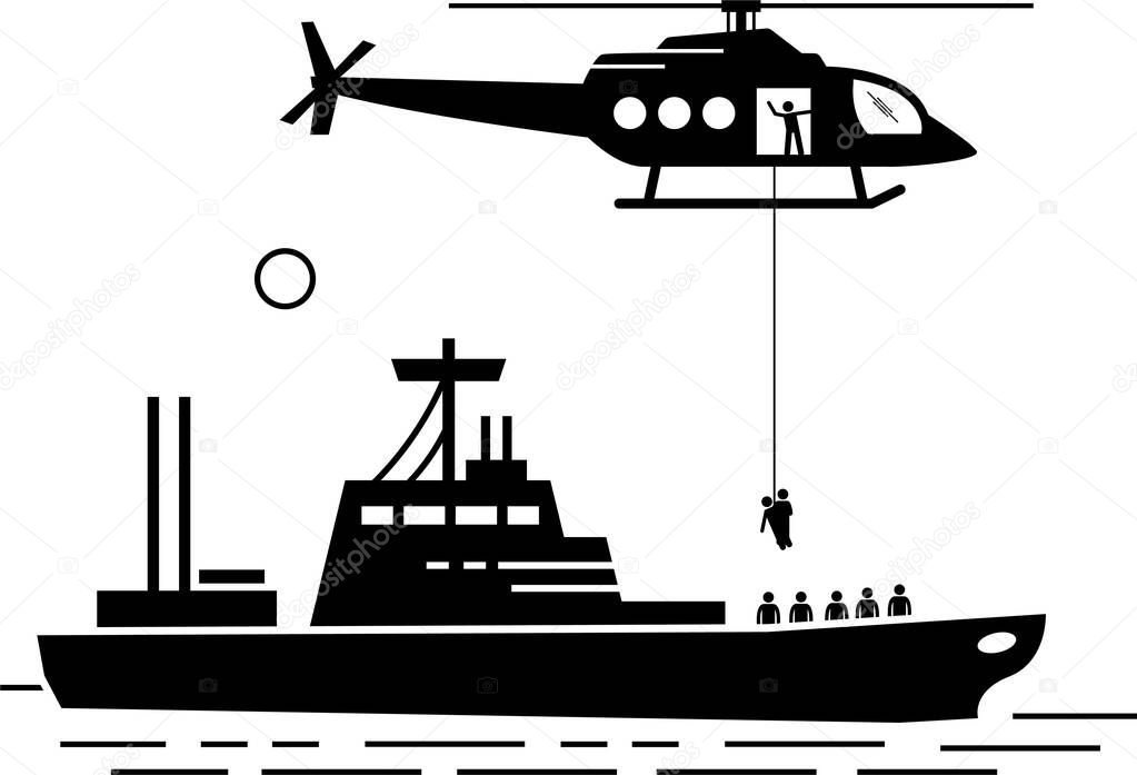 minimalistic vector illustration of  rescue operation concept