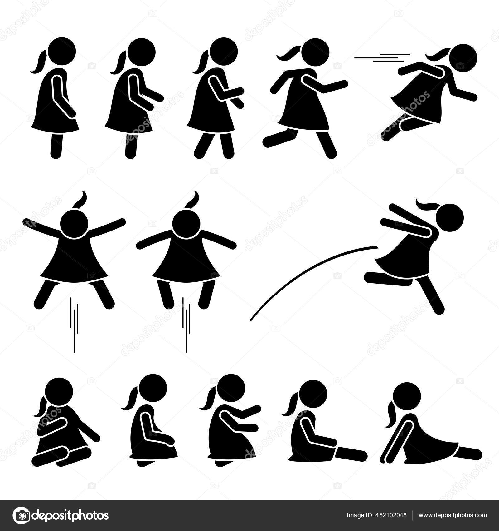 Human Action Poses Postures Stick Figure Pictogram Icons Stock Vector by  ©leremy 62320147