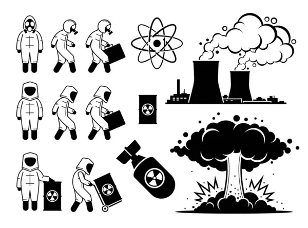 História Moderna Idade Atômica Idade Nuclear Ilustrações Vetoriais Retratam Usina — Vetor de Stock