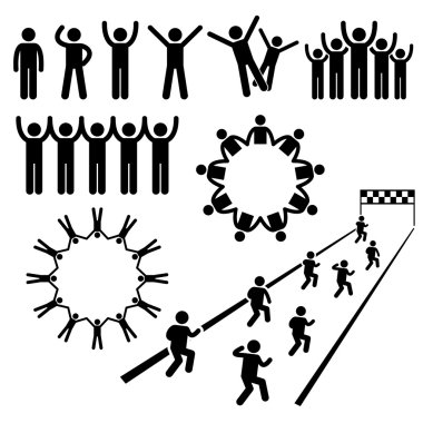 People Community Welfare Stick Figure Pictogram Icons